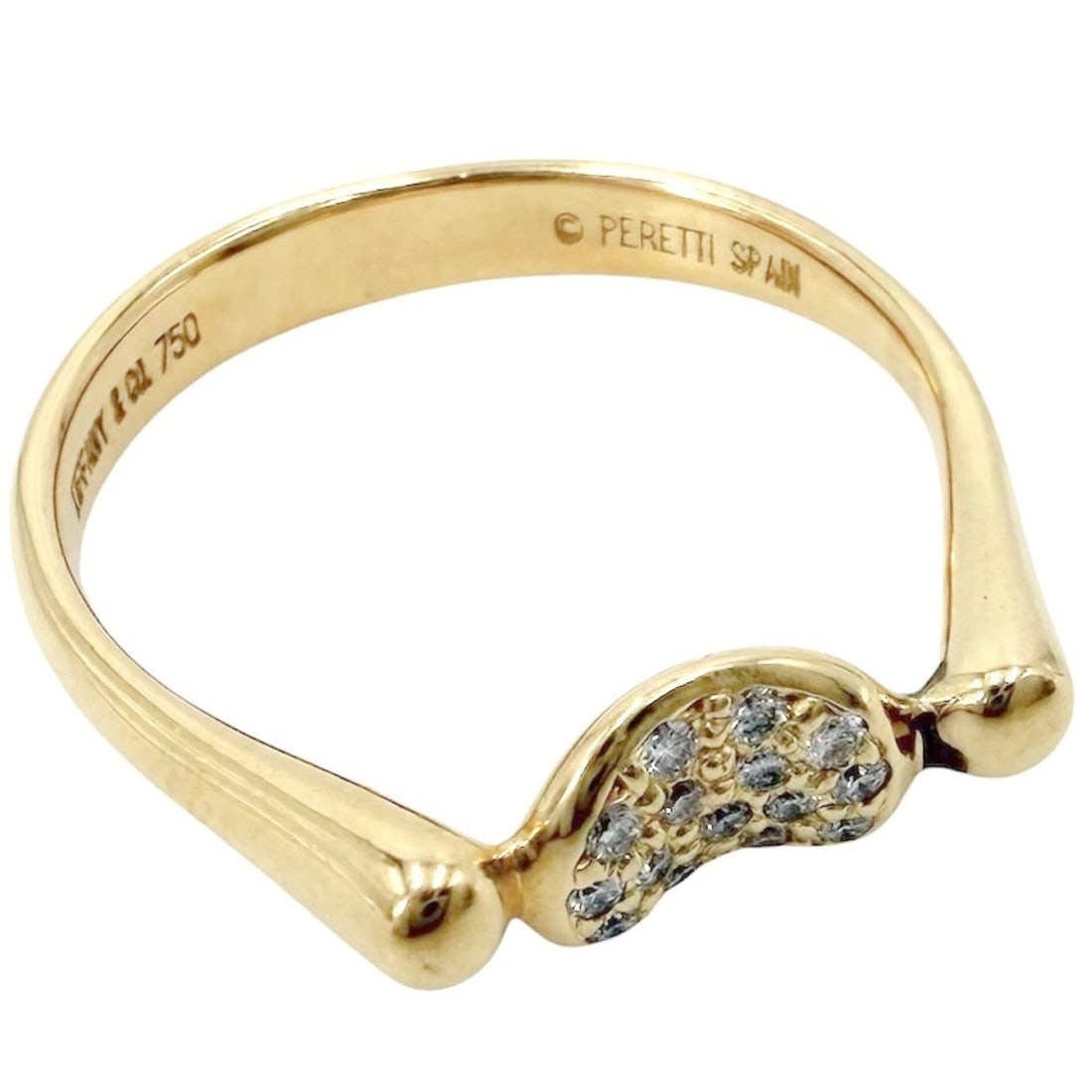 Tiffany & Co. Women's Ring, Bean Design, Au750 18K Yellow Gold, Diamond, Approx. 3.7g: --- Catalog ---Category: SizeWidth: 2mm / 0.08''Weight: 3.7g / 0.13oz.JP Size: 14US Size: 7Inner Diameter: 18.00mm / 0.71''Category: DesignType: Band ringStone: DiamondGender: WomenMaterial: Yellow go