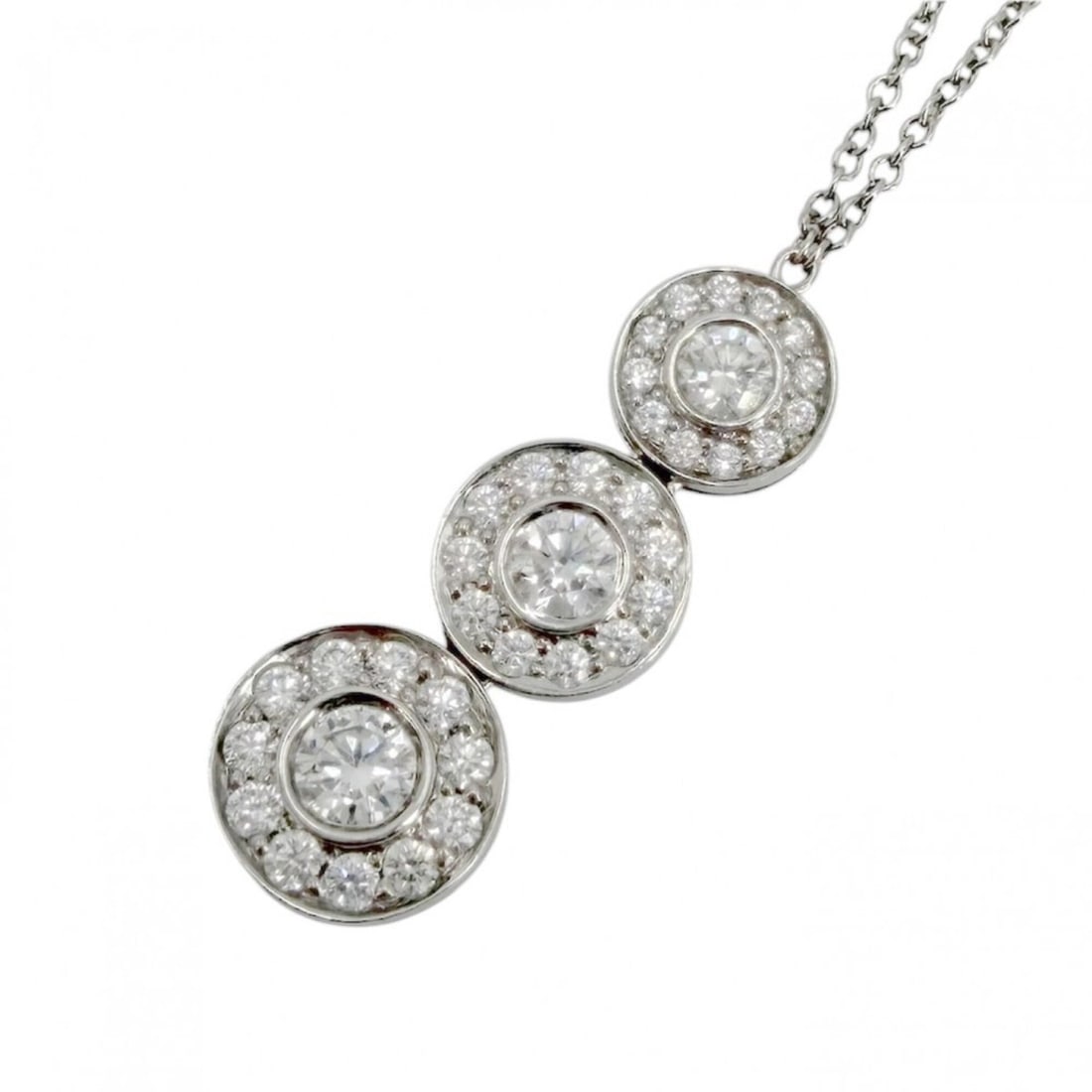 Tiffany & Co. Women's Triple Drop Circlet Necklace, Platinum 950, Diamond, Approx. 4.5g: --- Catalog ---Category: SizeWidth: 1mm / 0.04''Weight: 4.5g / 0.15oz.Pendant Size: 22mm x 8mm / 0.86'' x 0.31''Neck Circumference: 42 cm / 16.53''Category: DesignStone: DiamondGender: WomenMaterial: 