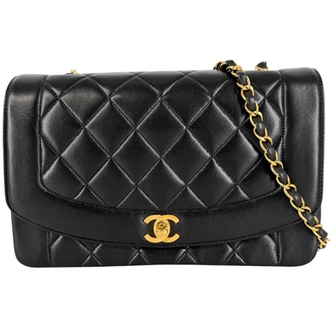Chanel Matelassé Diana 25 Shoulder Bag for Women, Chain Closure, Coco Mark, Bag, Crossbody