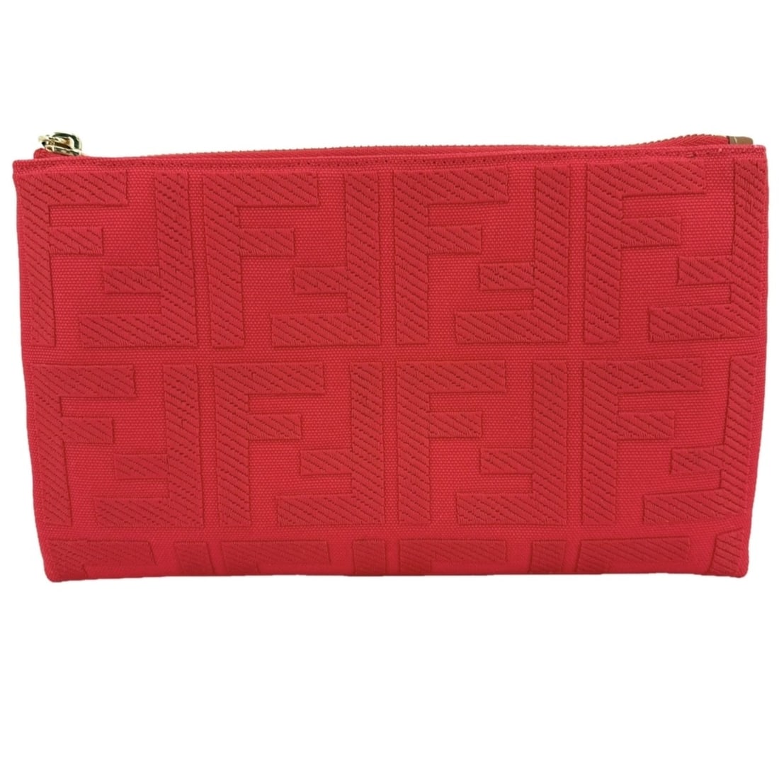 Fendi Women's Zucca Makeup Pouch, Cosmetic Accessory Case, FENDI 8N0148, Canvas and Leather, Red, (1 of 9)