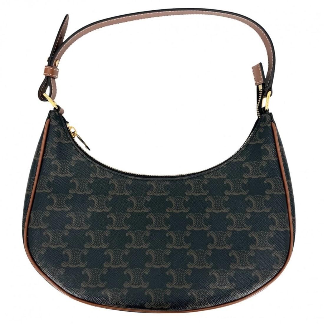 Celine shoulder bag for women, Ava bag, Triomphe, one-handle handbag, leather, brown, gold hardware.: --- Catalog ---Category: SizeSize (HxWxD): 12.5cm x 24.5cm x 6.5cm / 4.92'' x 9.64'' x 2.55''Strap Length: 37cm / 14.56''Category: DesignType: Handbag, Shoulder bagColor: BrownGender: WomenMaterial: L