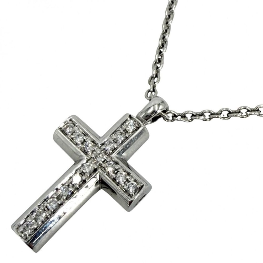 Bvlgari Bulgari Men's Latin Cross Necklace, Jewelry Accessory, Au750 18K White Gold, Approx. 9.0g (1 of 12)