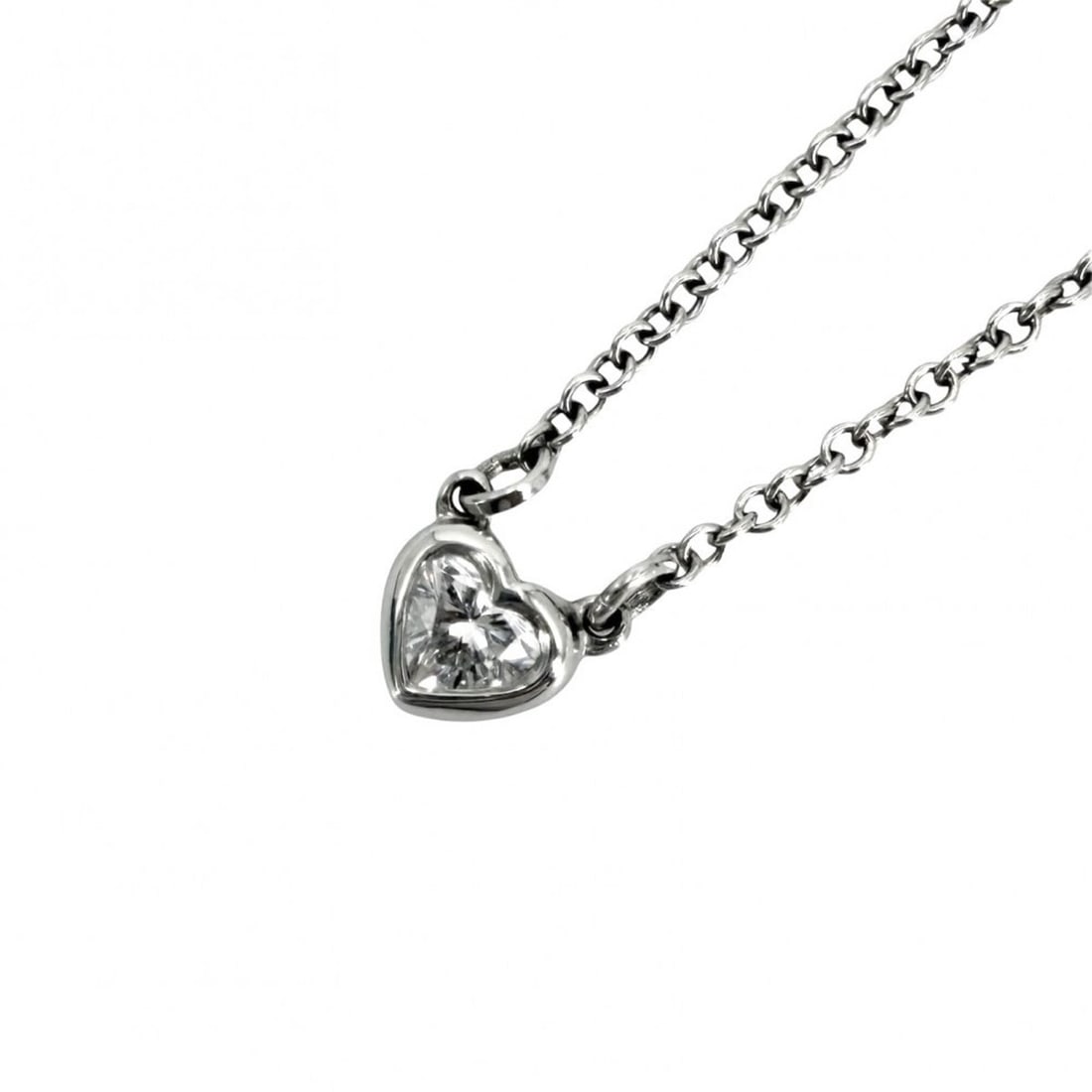 Tiffany & Co. Women's By the Yard Heart Necklace, Single Diamond, Elsa Peretti Design, Pt950: --- Catalog ---Category: SizeWidth: 1mm / 0.04''Weight: 2.7g / 0.09oz.Pendant Size: 4mm x 4mm / 0.15'' x 0.15''Neck Circumference: 41.5 cm / 16.33''Category: DesignStone: DiamondGender: WomenMaterial: