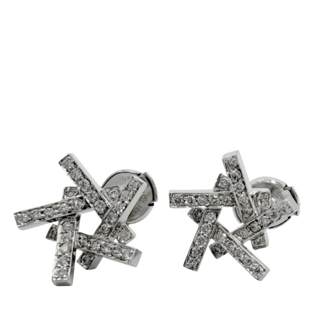 Tiffany & Co. Women's Earrings, Frank Gehry Axis Design, 18K White Gold (Au750), Diamond, Approx.: --- Catalog ---Category: SizeWeight: 5.2g / 0.18oz.Size (HxWxD): 13.00mm x 13.00mm x 4.00mm / 0.51'' x 0.51'' x 0.16''Category: DesignType: Stud earringsStone: DiamondGender: WomenMaterial: White gold