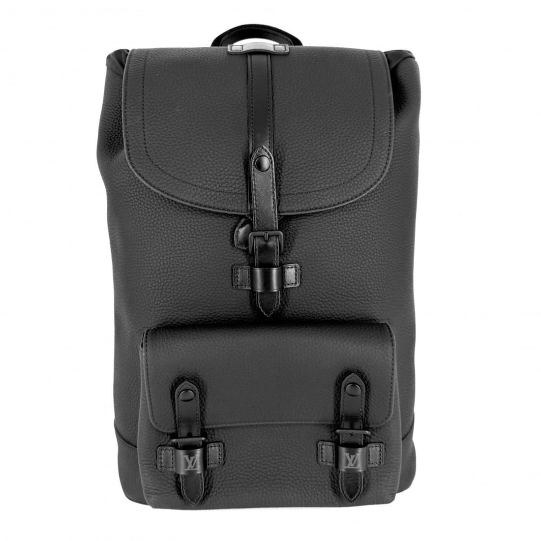Louis Vuitton Christopher Slim Backpack for Men, M58644, Taurillon Leather, Black, Black with Silver (1 of 11)