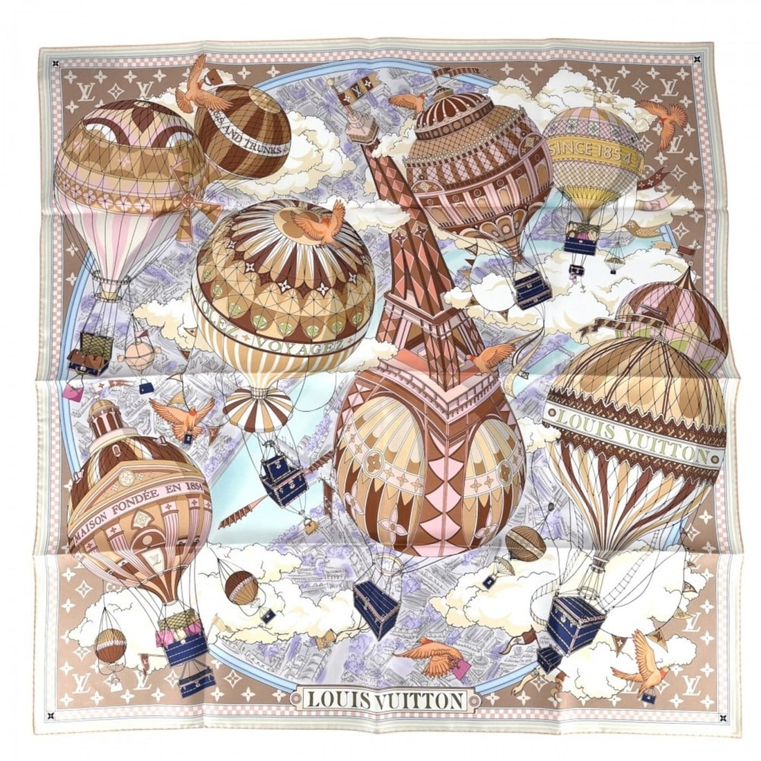 Louis Vuitton scarf for women, Carre 90 From the Cloud, large size, silk, beige, multicolor, fashion: --- Catalog ---Category: SizeSize (LxW): 90cm x 90cm / 35.43'' x 35.43''Category: DesignType: ScarfColor: Beige, Multi-colorGender: WomenMaterial: Silk 100%Category: GeneralBrand: Louis Vuitton--- Ite
