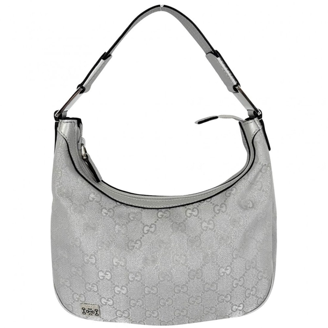 Gucci Small Web Pop Hobo Handbag for Women, GUCCI 263757, GG Plus Leather, Silver, Silver Hardware (1 of 10)