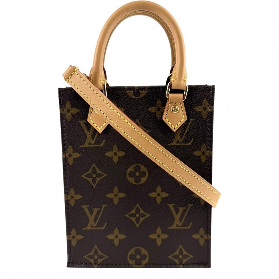 Louis Vuitton Women's Petite Sac Plat Handbag Shoulder Bag Crossbody Brown LOUIS VUITTON M81925