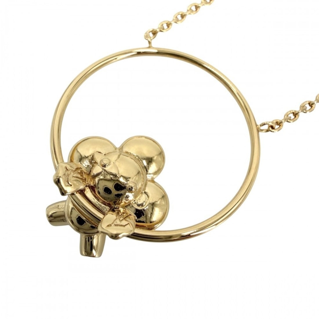 Louis Vuitton Vivienne pendant necklace for men and women, adjustable clasp, gold, approximately: --- Catalog ---Category: SizeWidth: 1mm / 0.04''Weight: 8.7g / 0.3oz.Pendant Size: 27mm x 25mm / 1.06'' x 0.98''Neck Circumference: 46 cm / 18.11''Category: DesignColor: GoldGender: Men,WomenPendant T