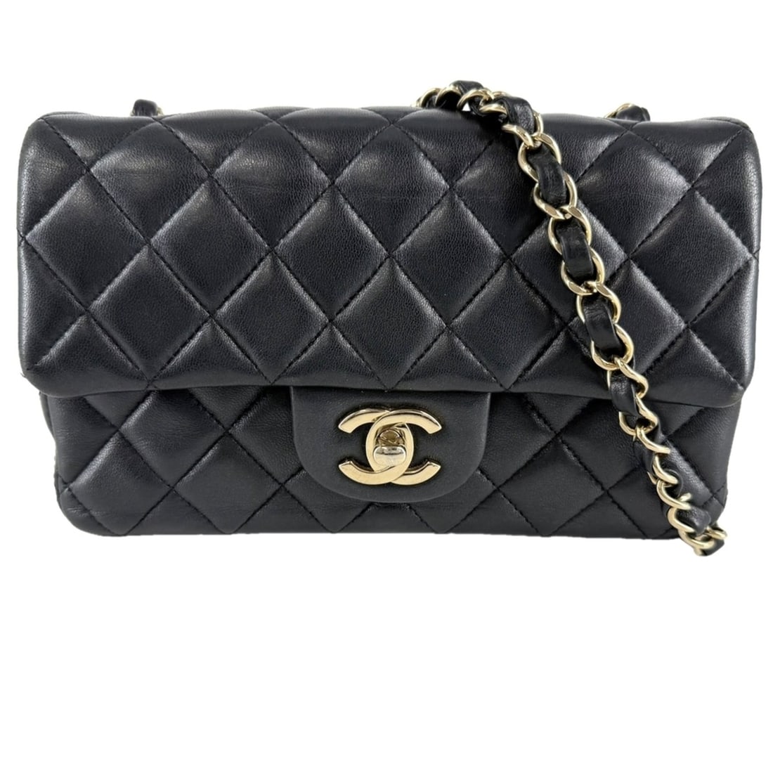 Chanel Women's Mini Matelassé Shoulder Bag with Coco Mark, Bag, Crossbody Lambskin, Black, Gold: --- Catalog ---Category: SizeSize (HxWxD): 12cm x 20cm x 6.5cm / 4.72'' x 7.87'' x 2.55''Strap Length: 120cm / 47.24''Category: DesignType: Shoulder bagColor: BlackGender: WomenMaterial: Leather Leath
