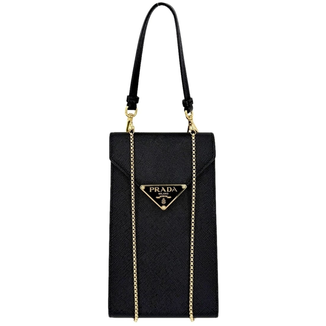 Prada Women's Triangle Logo Saffiano Mini Chain Shoulder Bag, Handbag, Crossbody PRADA Leather,: --- Catalog ---Category: SizeSize (HxWxD): 18cm x 10.5cm x 2cm / 7.08'' x 4.13'' x 0.78''Category: DesignType: HandbagColor: BlackGender: WomenMaterial: Leather Category: GeneralBrand: Prada--- Item L