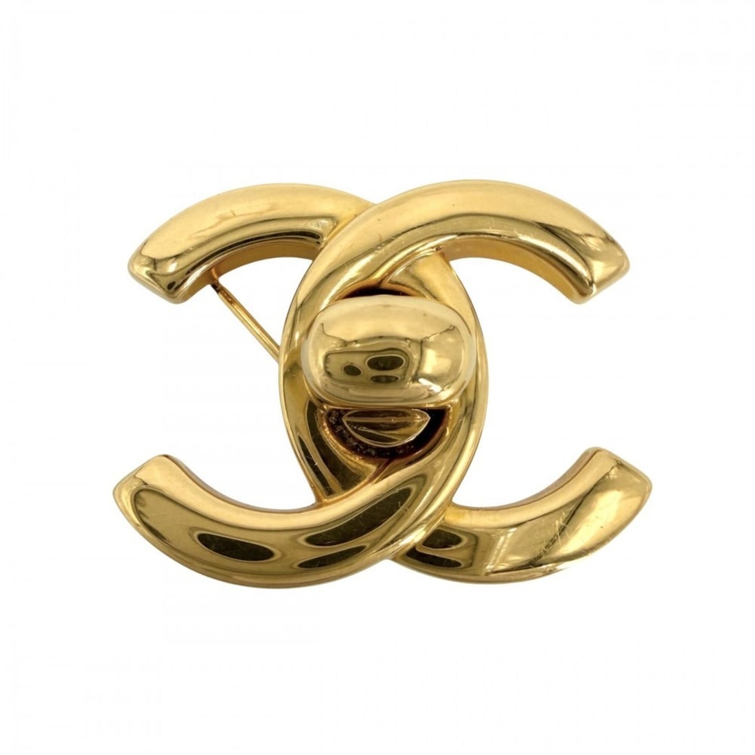 Chanel Brooch for Women, Coco Mark, Turnlock, Accessory, CHANEL GP 96P, Approx. 12.4g, 1996