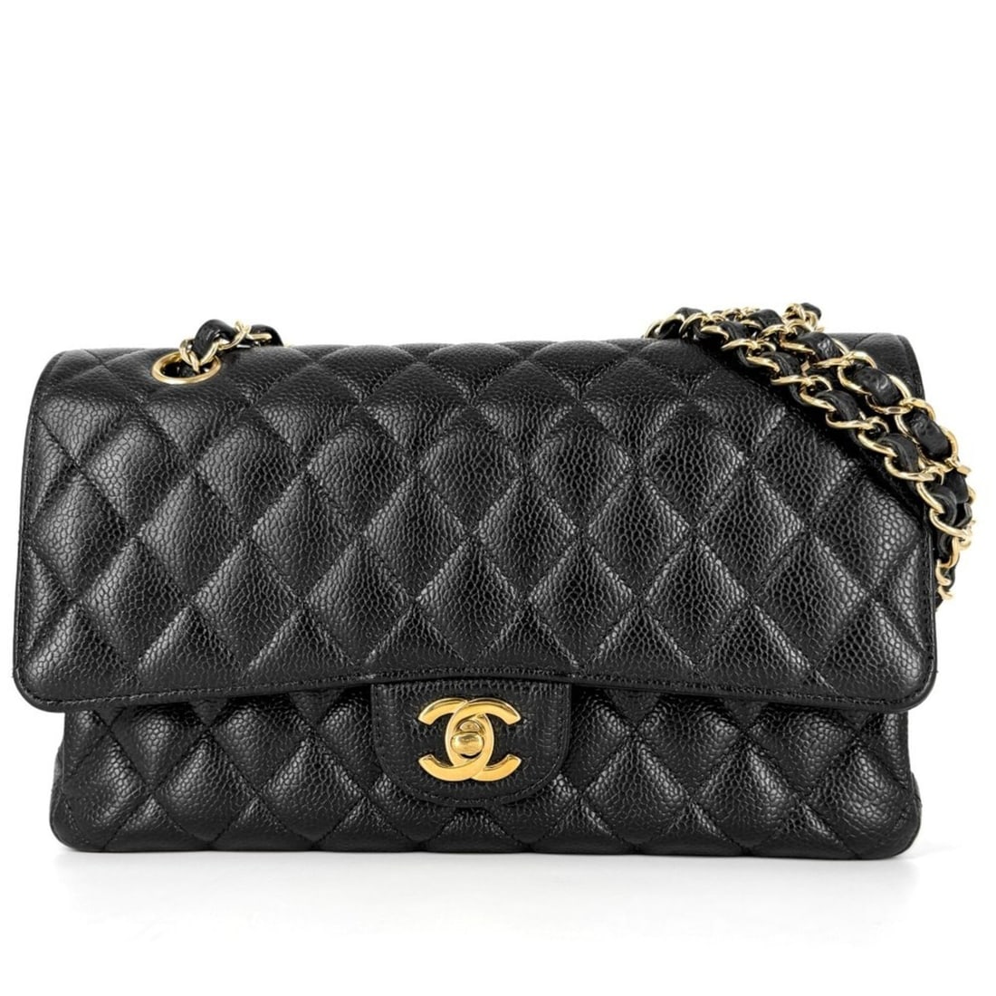 Chanel Matelassé 25 Shoulder Bag for Women, Double Chain, Coco Mark, Flap, Bag, Crossbody Caviar: --- Catalog ---Category: SizeSize (HxWxD): 16cm x 25cm x 7cm / 6.29'' x 9.84'' x 2.75''Category: DesignType: Shoulder bagColor: Black, WhiteGender: WomenMaterial: Grained Calfskin Category: GeneralBra
