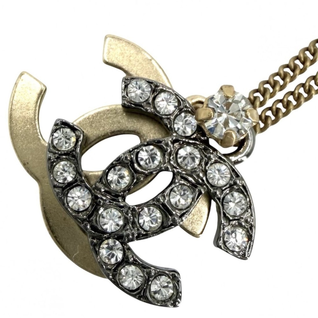 Chanel Necklace for Women, Coco Mark, Accessory, CHANEL GP Rhinestone, 06P Gold Silver, Approx.: --- Catalog ---Category: SizeNeck Circumference: 42 cm / 16.53''Category: DesignColor: Silver, WhiteGender: WomenMaterial: RhinestoneNecklace Type: NecklaceCategory: GeneralBrand: Chanel--- Item List 