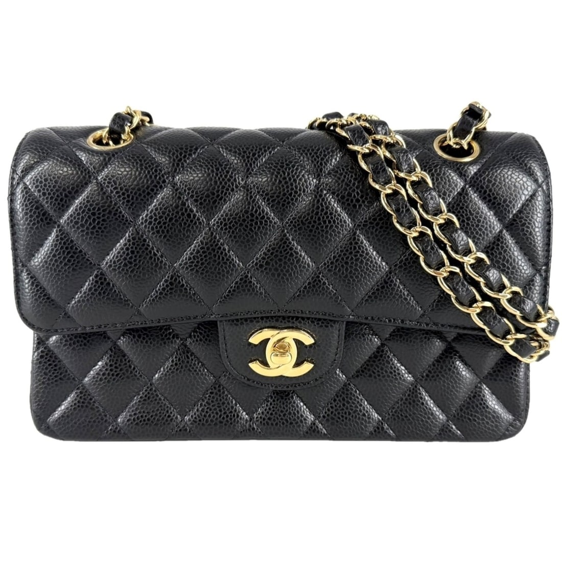 Chanel Matelassé 23 Shoulder Bag for Women, Double Chain, Flap, Strap, Coco Mark, Turnlock, Caviar: --- Catalog ---Category: SizeSize (HxWxD): 14cm x 23cm x 6.5cm / 5.51'' x 9.05'' x 2.55''Category: DesignType: Shoulder bagColor: BlackGender: WomenMaterial: Grained Calfskin Hardware Color: GoldCateg