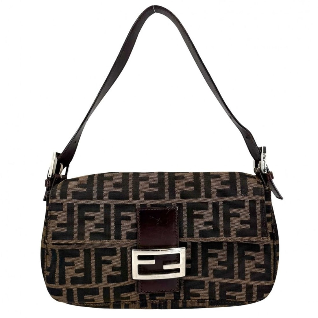 Fendi shoulder bag for women, Mamma Bucket Zucca, FENDI 26424, canvas and leather, brown, silver (1 of 13)