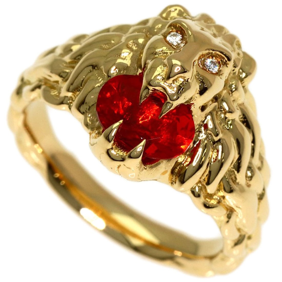 Gucci Lion Head Fire Opal Ring #11, 18K Yellow Gold, Women's.: --- Catalog ---Category: SizeJP Size: 11US Size: 6Category: DesignType: Band ringGender: WomenMaterial: Yellow gold (18K)Category: GeneralBrand: Gucci--- Item List ---Section: ConditionRanking: Rank A