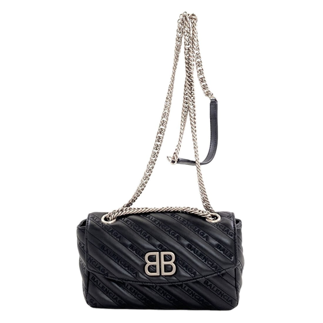 Balenciaga BB Logo Chain Shoulder Bag, Calfskin, Women's BALENCIAGA: --- Catalog ---Category: SizeSize (HxWxD): 15cm x 22cm x 8cm / 5.9'' x 8.66'' x 3.14''Category: DesignType: Shoulder bagColor: BlackGender: WomenMaterial: Leather Leather/Fur Type: CalfskinCategory: G