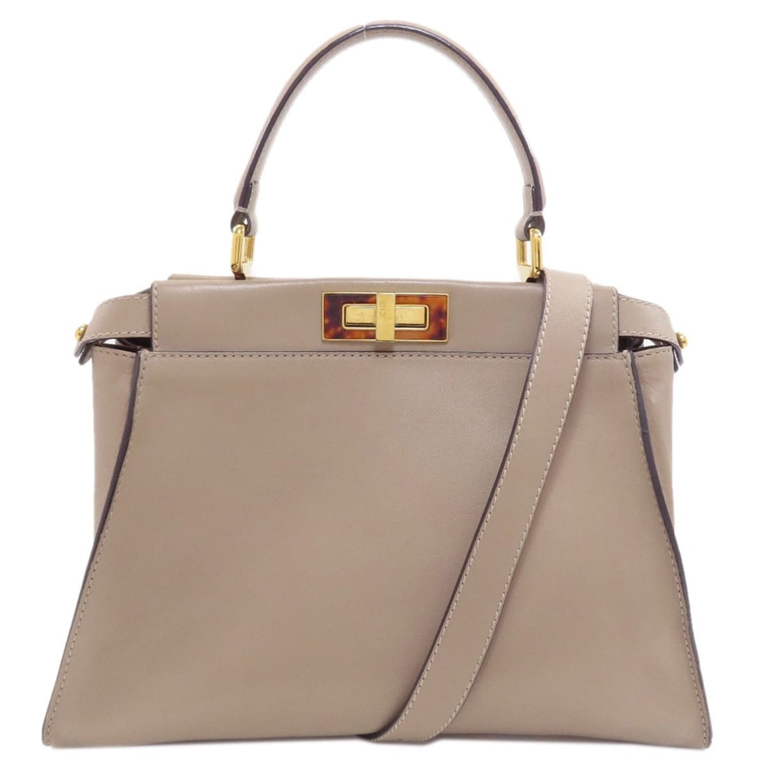 Fendi Peekaboo 2-Way Handbag, Calfskin, Women's FENDI: --- Catalog ---Category: SizeSize (HxWxD): 23.5cm x 34cm x 13cm / 9.25'' x 13.38'' x 5.11''Category: DesignType: HandbagColor: GrayishGender: WomenMaterial: Leather Leather/Fur Type: CalfskinCategory: