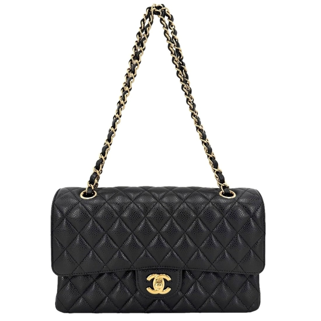 Chanel Matelassé 25 Shoulder Bag for Women, Double Chain, Coco Mark, Flap, Bag, Crossbody Caviar: --- Catalog ---Category: SizeSize (HxWxD): 16cm x 25cm x 7cm / 6.29'' x 9.84'' x 2.75''Category: DesignType: Shoulder bagColor: BlackGender: WomenMaterial: Grained Calfskin Category: GeneralBrand: Cha