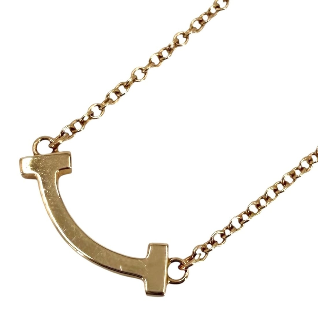 Tiffany & Co. T Smile Mini Pendant Necklace for Women, Adjustable, 18K Pink Gold (Au750), Approx.: --- Catalog ---Category: SizePendant Size: 0.3mm x 1.3mm / 0.01'' x 0.05''Neck Circumference: 46 cm / 18.11''Category: DesignGender: WomenMaterial: Pink gold (18K)Pendant Type: PendantNecklace Type: N