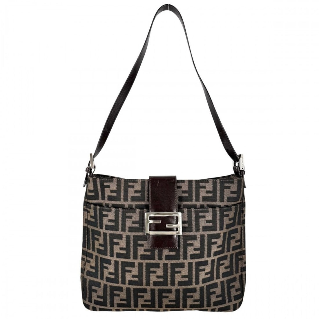 Fendi Women's Zucca One-Shoulder Bag, Canvas and Leather, Brown, Silver Hardware: --- Catalog ---Category: SizeSize (HxWxD): 23cm x 29cm x 4cm / 9.05'' x 11.41'' x 1.57''Category: DesignType: Shoulder bagColor: BrownGender: WomenMaterial: Canvas , Leather Hardware Color: SilverCate