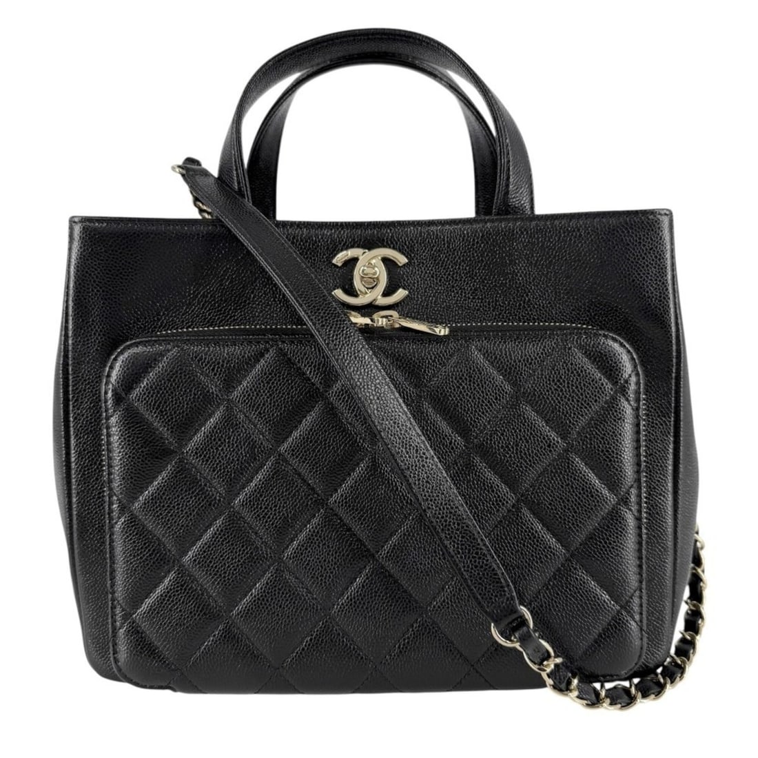 Chanel Women's Matelassé Business Affinity Handbag Chain Shoulder Bag Crossbody CHANEL Caviar: --- Catalog ---Category: SizeSize (HxWxD): 20cm x 26cm x 12cm / 7.87'' x 10.23'' x 4.72''Strap Length: 105cm / 41.33''Handle Length: 28cm / 11.02''Category: DesignType: Handbag, Shoulder bagColor: Bla