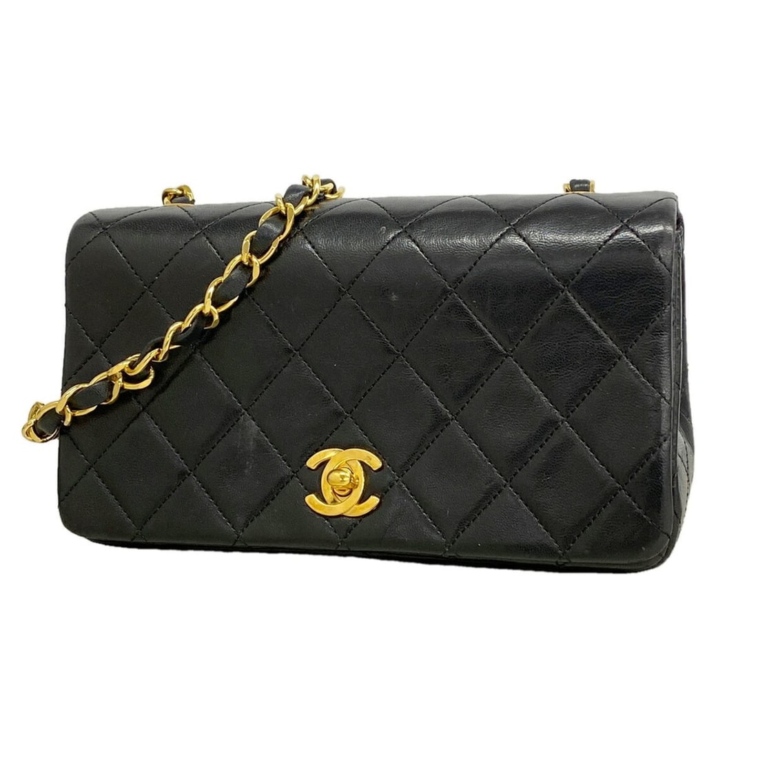 Chanel Mini Matelassé Chain Shoulder Bag, Lambskin, Black, Women's