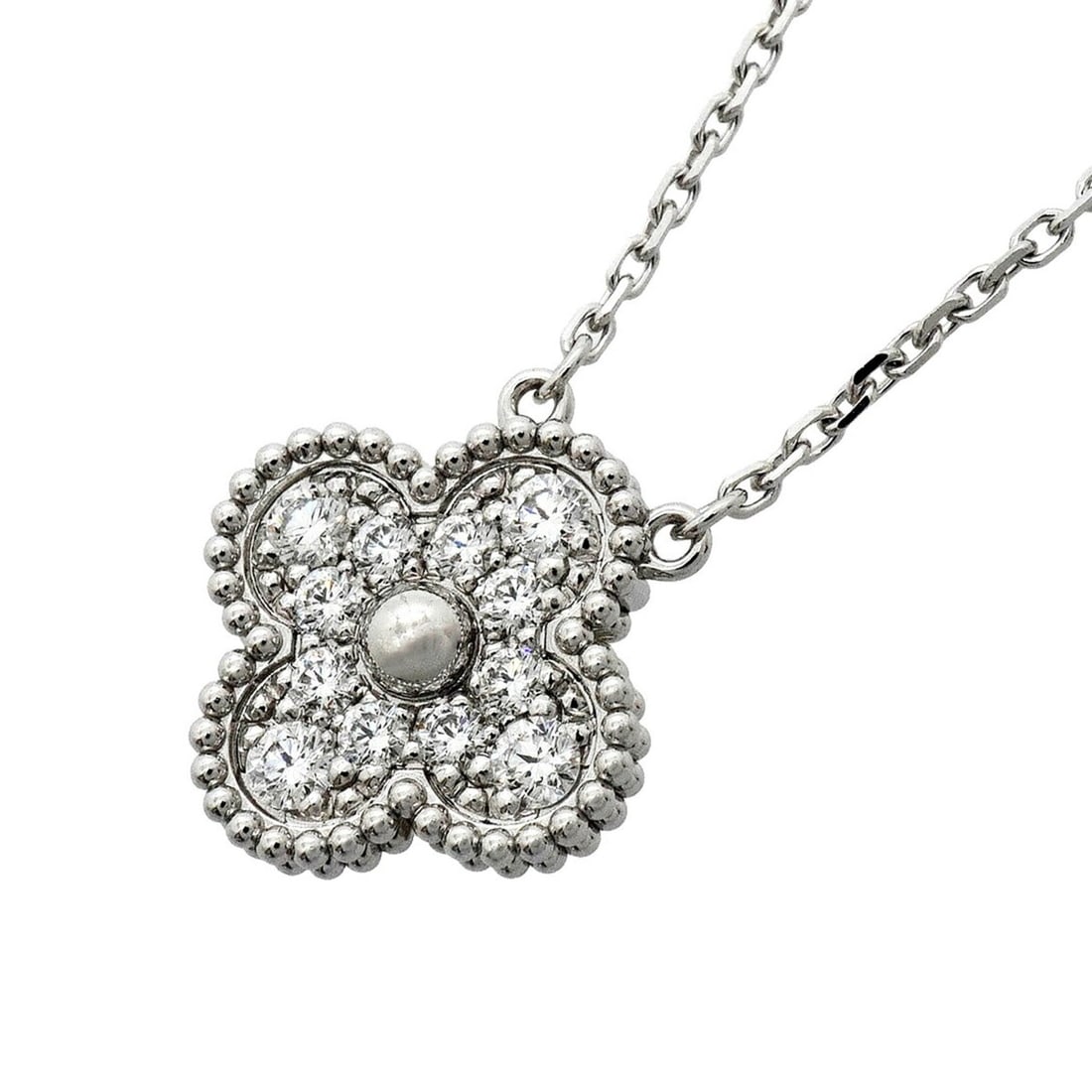 Van Cleef & Arpels Alhambra Necklace, 18K White Gold, Diamond, Women's (1 of 9)