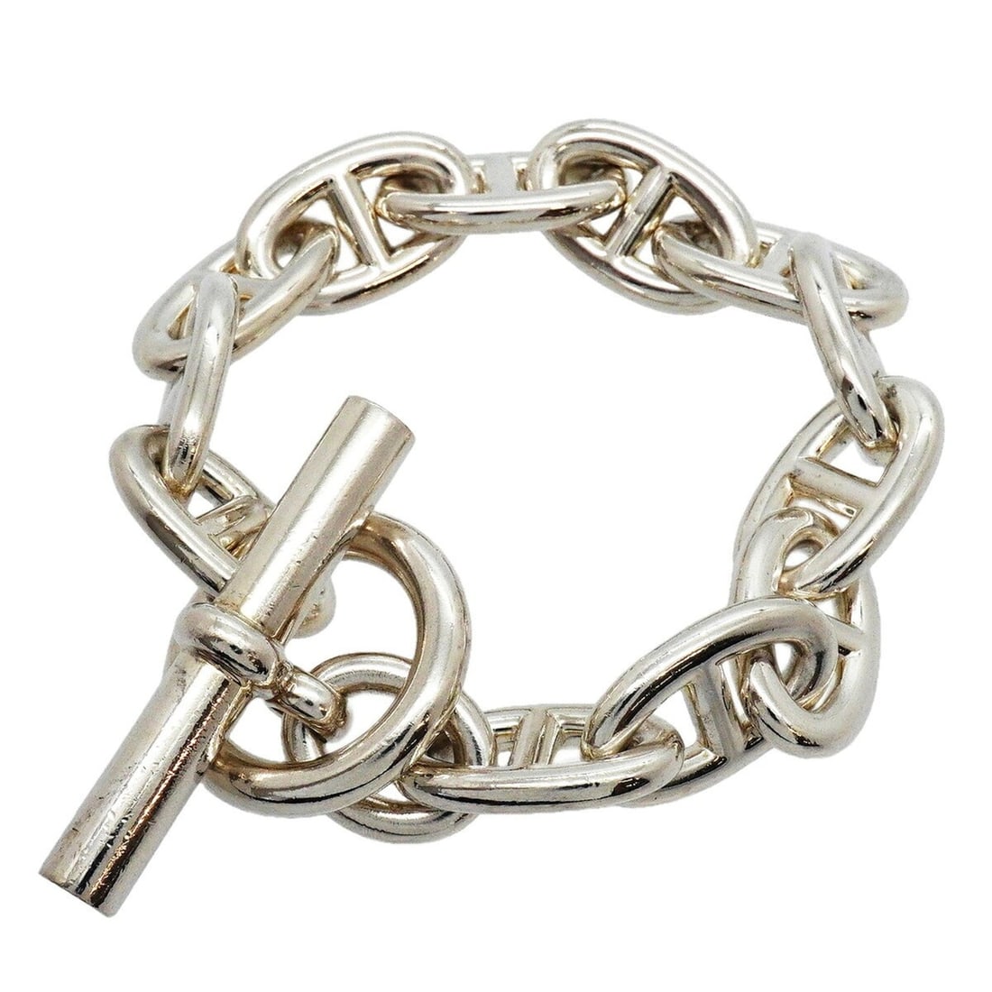 Hermes Chaine d'Ancre TGM Bracelet, 12 links, Sterling Silver 925, Men's (1 of 10)