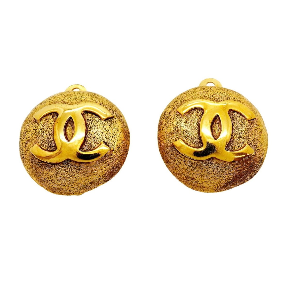 Chanel Earrings, Coco Mark Circle, GP Plated Gold, Women's