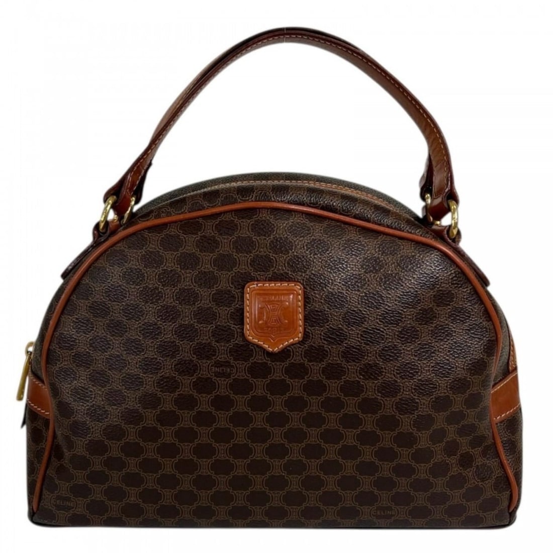Celine Macadam shoulder bag for women, made of brown leather with gold hardware.: --- Catalog ---Category: SizeSize (HxWxD): 19cm x 28.5cm x 9.5cm / 7.48'' x 11.22'' x 3.74''Category: DesignType: Shoulder bagColor: BrownGender: WomenMaterial: Leather Hardware Color: GoldCategory: G