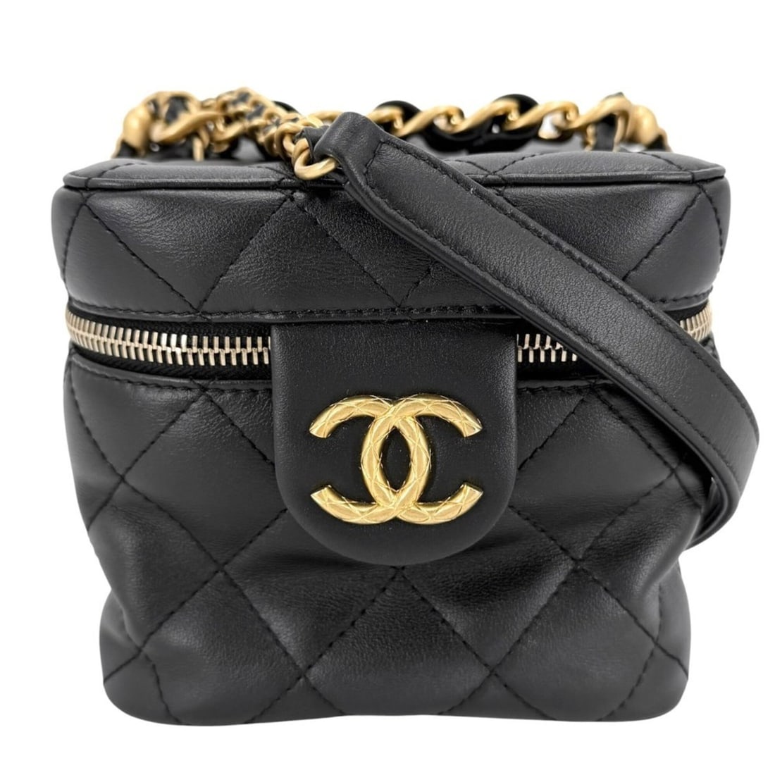 Chanel Women's Matelassé Shoulder Bag, Coco Mark, Handbag, Crossbody Chain Strap, Square, Vanity
