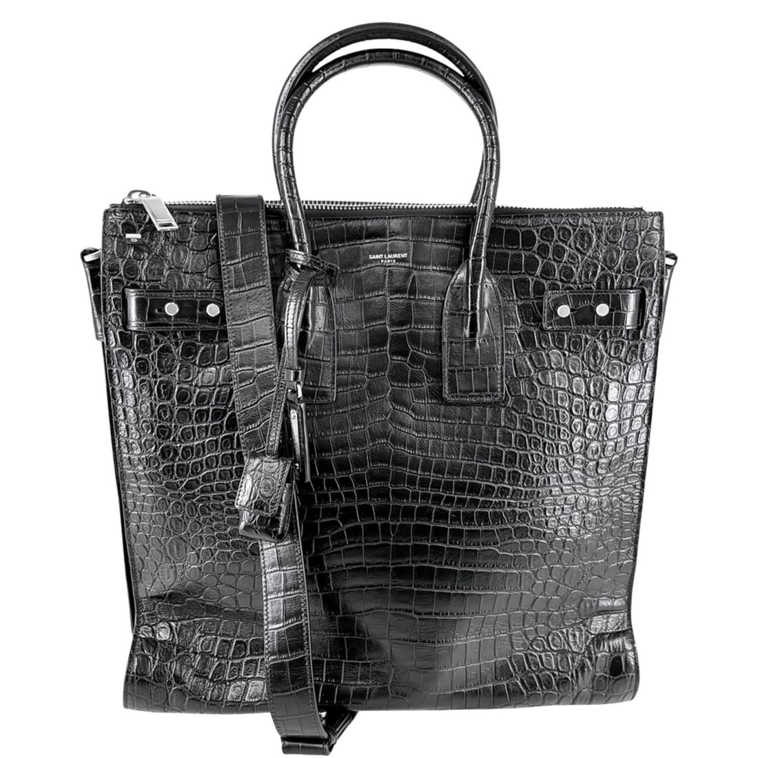 Saint Laurent Women's North/South Sac de Jour Handbag Shoulder Bag Crossbody Crocodile Embossed