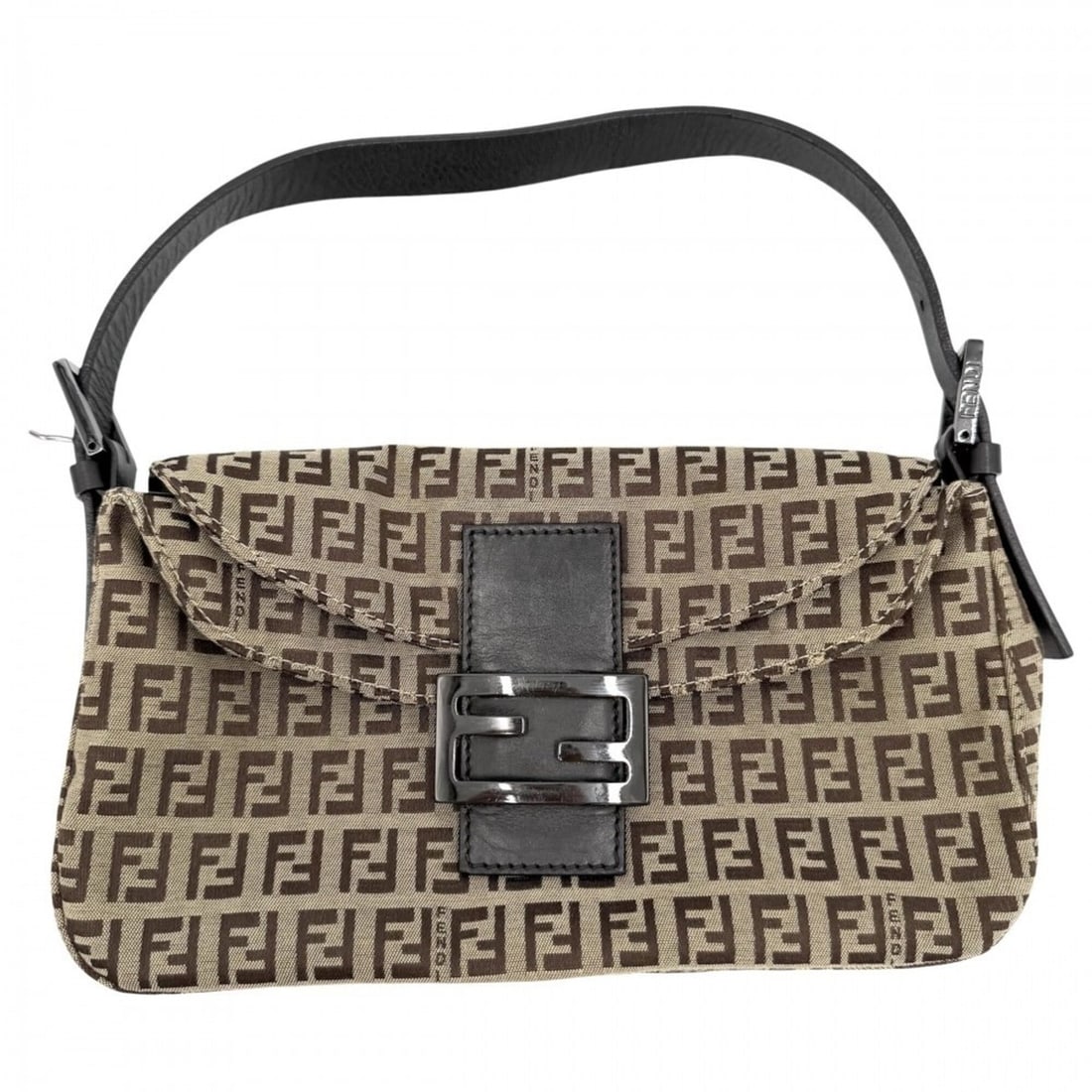Fendi handbag for women, Zucchino Mini Mamma Bucket, FENDI 8BR003, canvas and leather, brown, beige, (1 of 11)