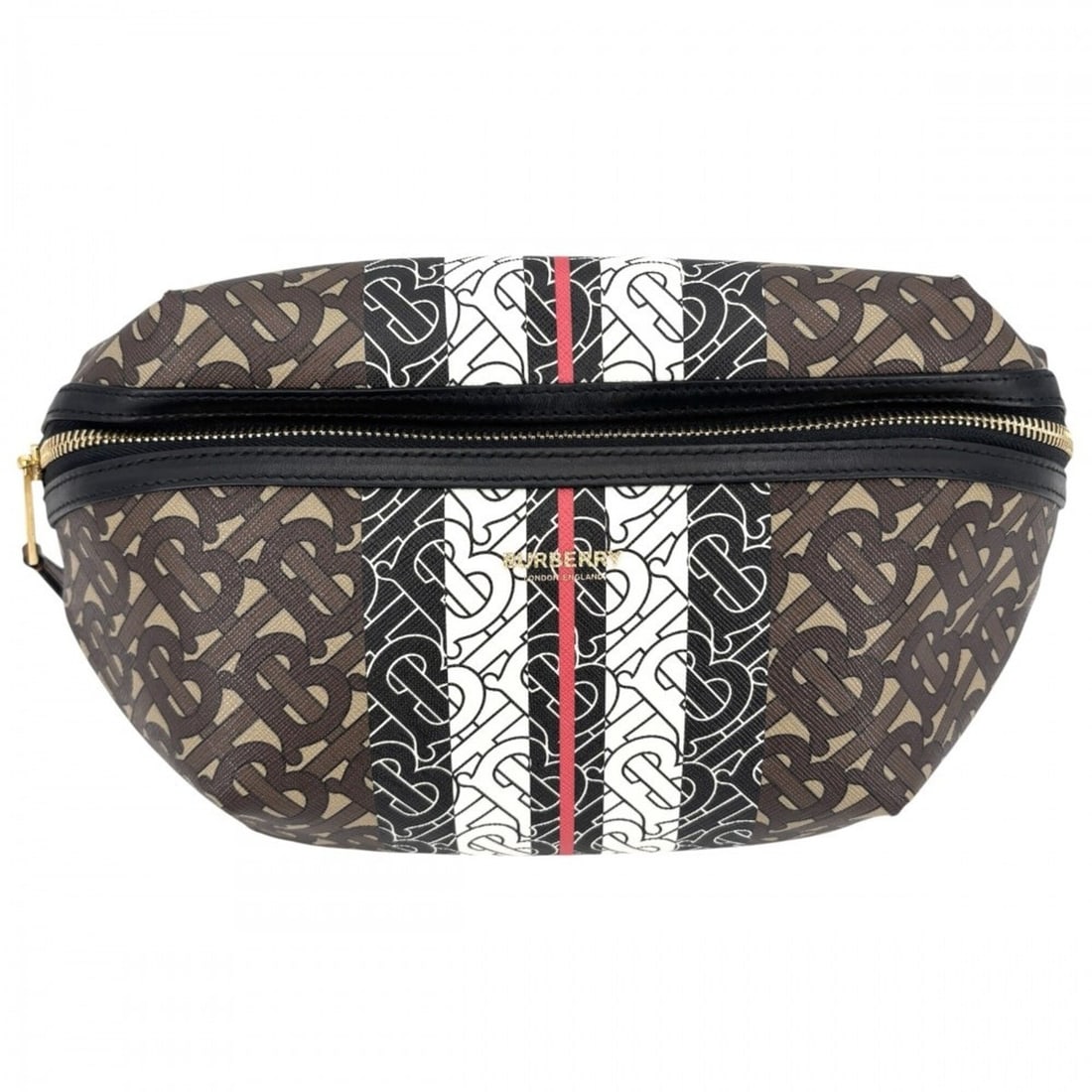 Burberry waist bag for men and women, TB Monogram medium monogram stripe crossbody bag, coated