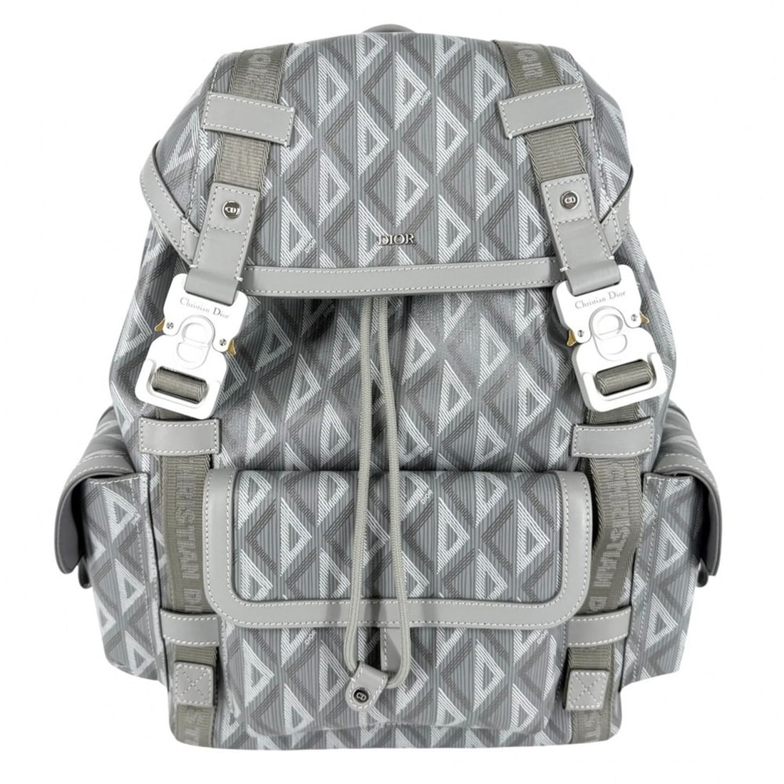 Christian Dior Men's CD Diamond Hit The Road Backpack - Coated Canvas Leather Grey Silver Hardware: --- Catalog ---Category: SizeSize (HxWxD): 42cm x 28cm x 12cm / 16.53'' x 11.02'' x 4.72''Strap Length: 78cm / 30.7''Category: DesignType: BackpackColor: GrayGender: MenMaterial: Coated canvas , Leath