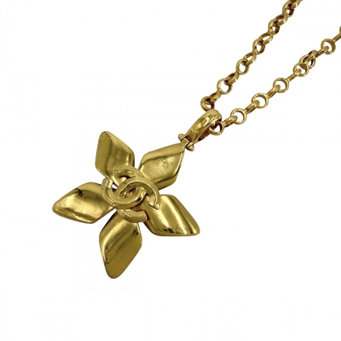 Chanel Women's Necklace, Coco Mark Long Necklace Pendant, Flower Motif, CHANEL GP 96P Gold, Approx.: --- Catalog ---Category: SizePendant Size: 6mm x 6mm / 0.23'' x 0.23''Neck Circumference: 87 cm / 34.25''Category: DesignColor: GoldGender: WomenMaterial: Gold platingPendant Type: PendantNecklace Typ