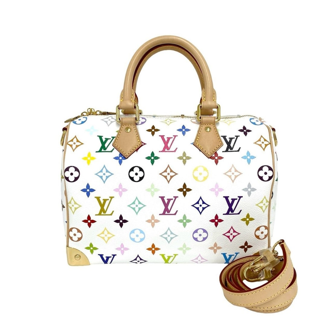 LOUIS VUITTON Speedy 25 Monogram Multicolor Leather 2-way Handbag/Shoulder Bag (Designed by Takashi: --- Catalog ---Category: SizeSize (HxWxD): 22cm x 26cm x 15cm / 8.66'' x 10.23'' x 5.9''Category: DesignType: Handbag, Shoulder bagColor: Brown, Multi-colorGender: WomenMaterial: PVC , Leather Categor