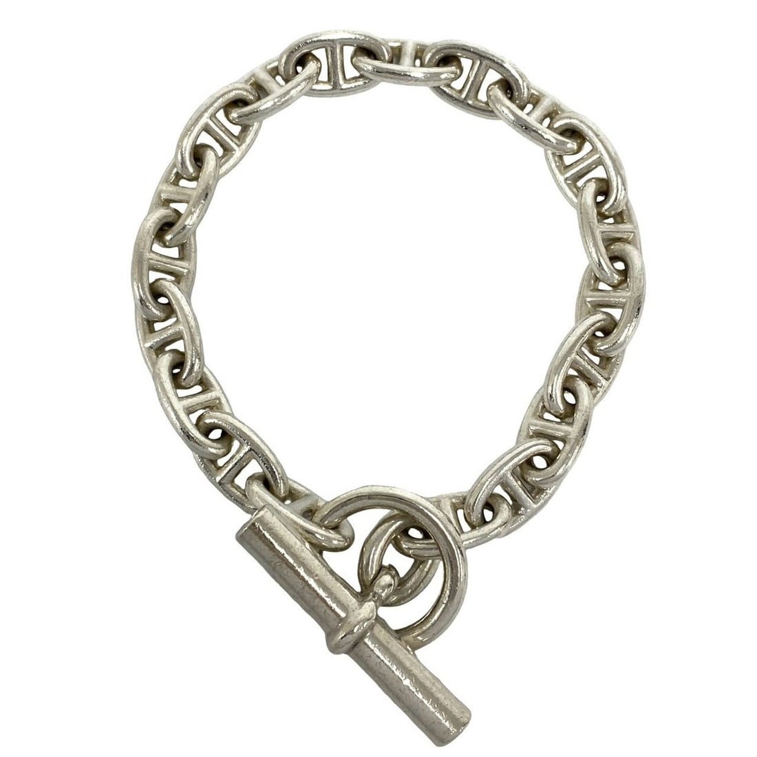 HERMES Chaine d'Ancre MM 19-link bracelet with cursive logo, 925 sterling silver, men's accessory,: --- Catalog ---Category: SizeLength: 19cm / 7.48''Category: DesignType: Charm braceletColor: SilverGender: MenMaterial: Silver 925Category: GeneralBrand: Hermes--- Item List ---Section: ConditionRanki