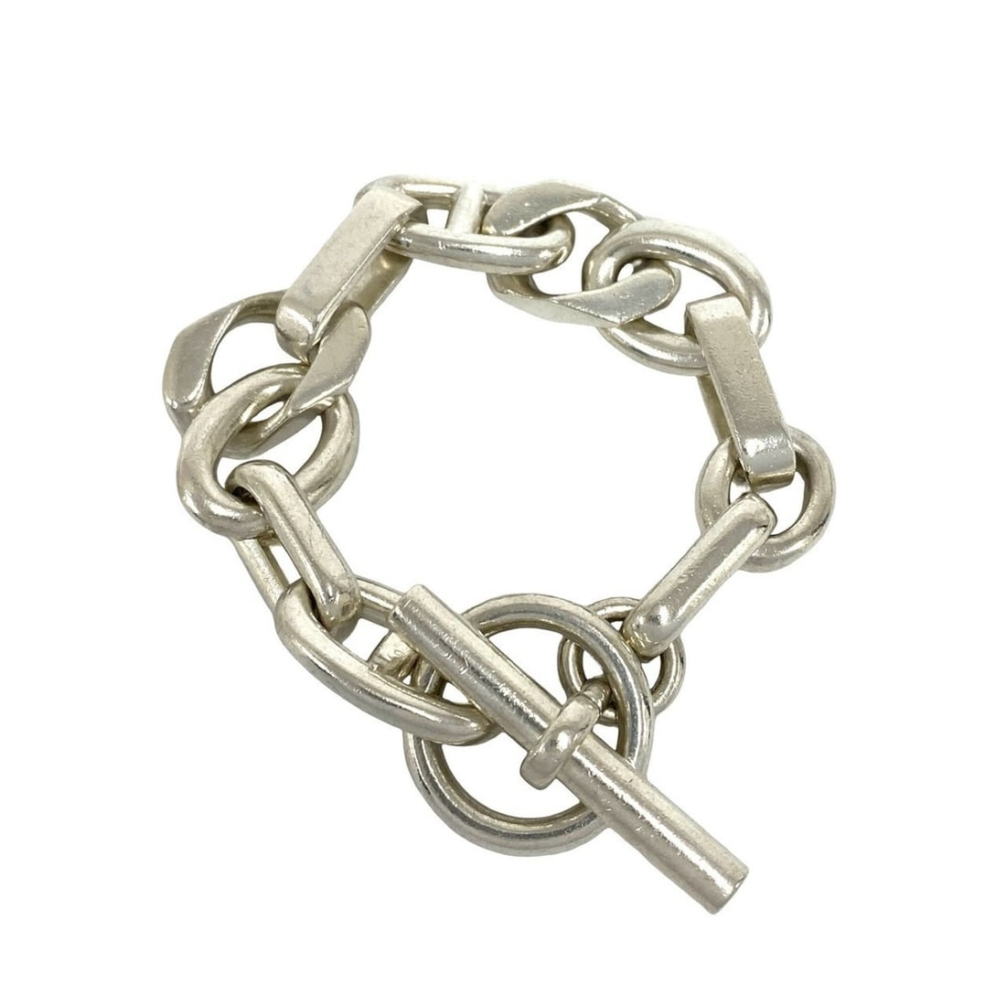 HERMES Hermes Area GM 11-link bracelet, sterling silver 925, men's accessory, silver, 22867: --- Catalog ---Category: SizeLength: 17cm / 6.69''Category: DesignType: Charm braceletColor: SilverGender: MenMaterial: Silver 925Category: GeneralBrand: Hermes--- Item List ---Section: ConditionRanki