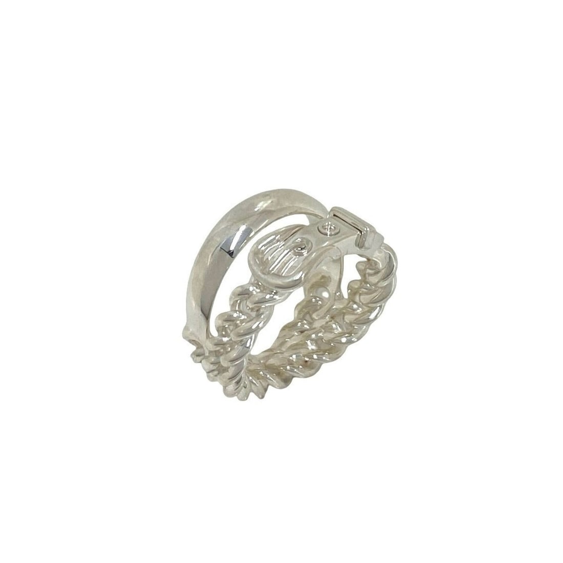 HERMES Boucles Sellier Inflexible Ring, Sterling Silver 925, Size #58, Silver, Item Number 22787: --- Catalog ---Category: SizeJP Size: 18US Size: 9Category: DesignType: Band ringColor: SilverGender: WomenMaterial: Silver 925Category: GeneralBrand: Hermes--- Item List ---Section: ConditionRanking: