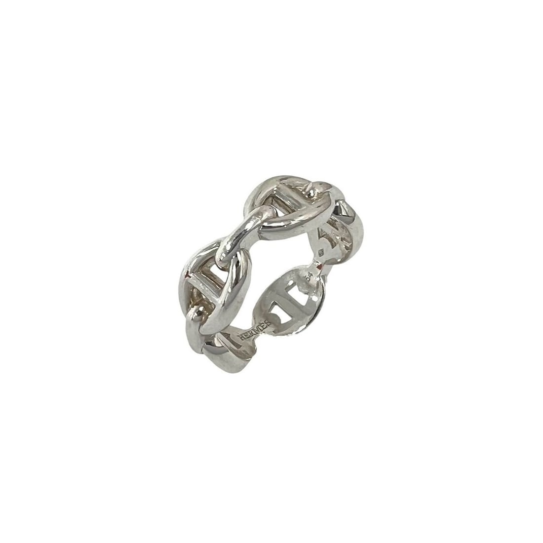 HERMES Chaine d'Ancre Enchainée PM Ring, Sterling Silver 925, Size #54, Silver, Item No. 22770 (1 of 11)
