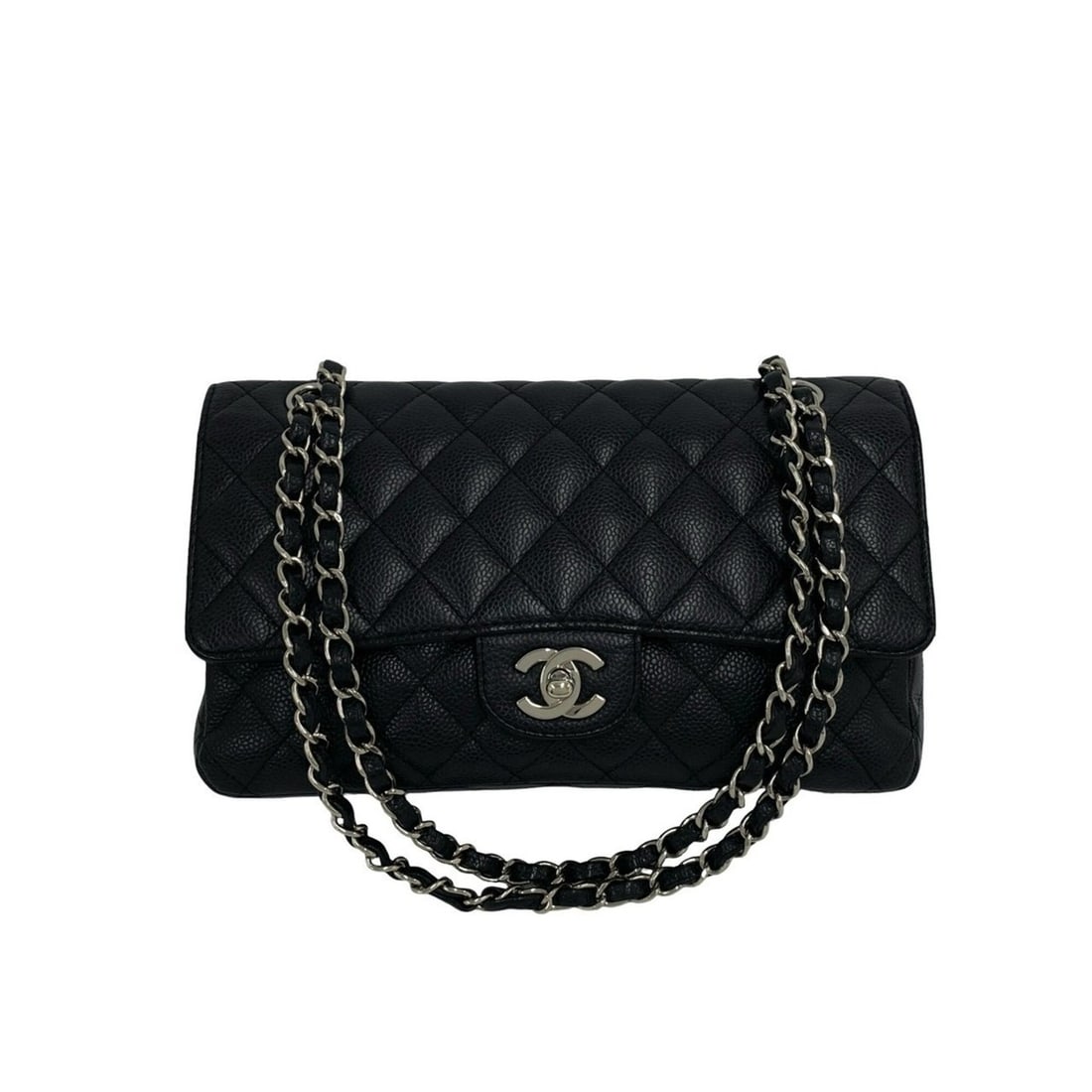 CHANEL Double Flap Matelassé Coco Mark Caviar Skin Shoulder Bag, Black, 32838: --- Catalog ---Category: SizeSize (HxWxD): 15.5cm x 25.5cm x 6.5cm / 6.1'' x 10.03'' x 2.55''Category: DesignType: Shoulder bagColor: BlackGender: WomenMaterial: Grained Calfskin Category: GeneralBran