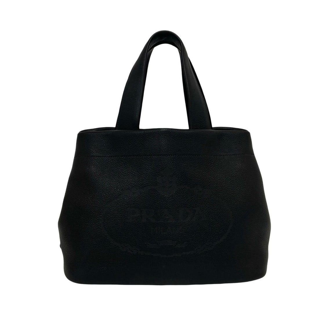 PRADA Prada Triangle Logo Plate Hardware Perforated Leather Handbag Mini Tote Bag Black 61023 (1 of 12)
