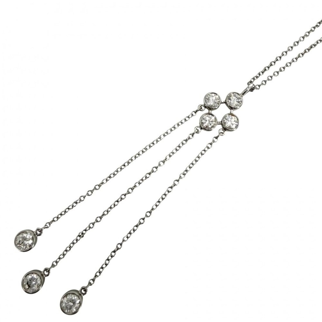 Tiffany & Co. Jazz Necklace for Women, Platinum 950 with Diamonds, Silver, Approx. 4.2g: --- Catalog ---Category: SizeWidth: 1mm / 0.04''Weight: 4.2g / 0.14oz.Pendant Size: 55mm x 8mm / 2.16'' x 0.31''Neck Circumference: 41 cm / 16.14''Category: DesignColor: SilverStone: DiamondGender: Wo