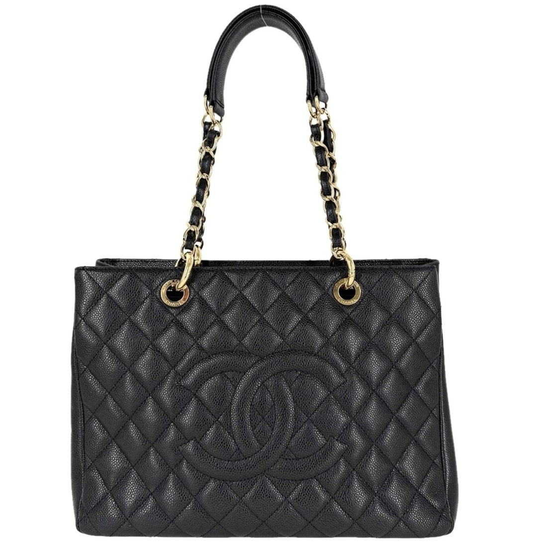 Chanel Women's GST Matelassé Chain Tote Bag with Coco Mark, Shoulder Bag, CHANEL A50995, Caviar: --- Catalog ---Category: SizeSize (HxWxD): 24cm x 34cm x 12.5cm / 9.44'' x 13.38'' x 4.92''Handle Length: 50cm / 19.68''Category: DesignType: HandbagColor: BlackGender: WomenSeason: VintageMaterial: G