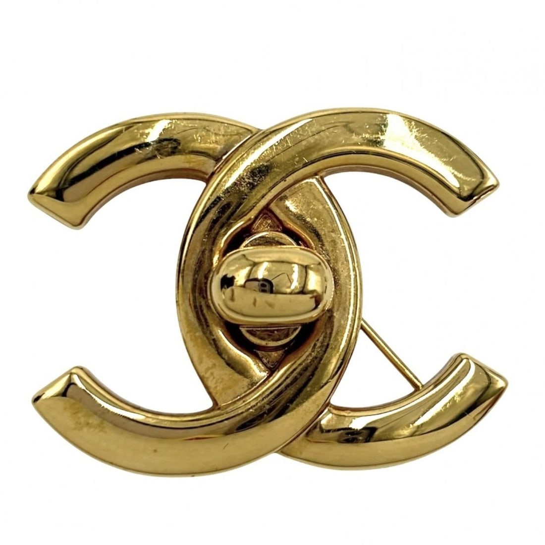 Chanel Brooch for Women, Coco Mark, Turnlock, Accessory, CHANEL GP 96P, Approx. 16.8g, 1996 (1 of 8)