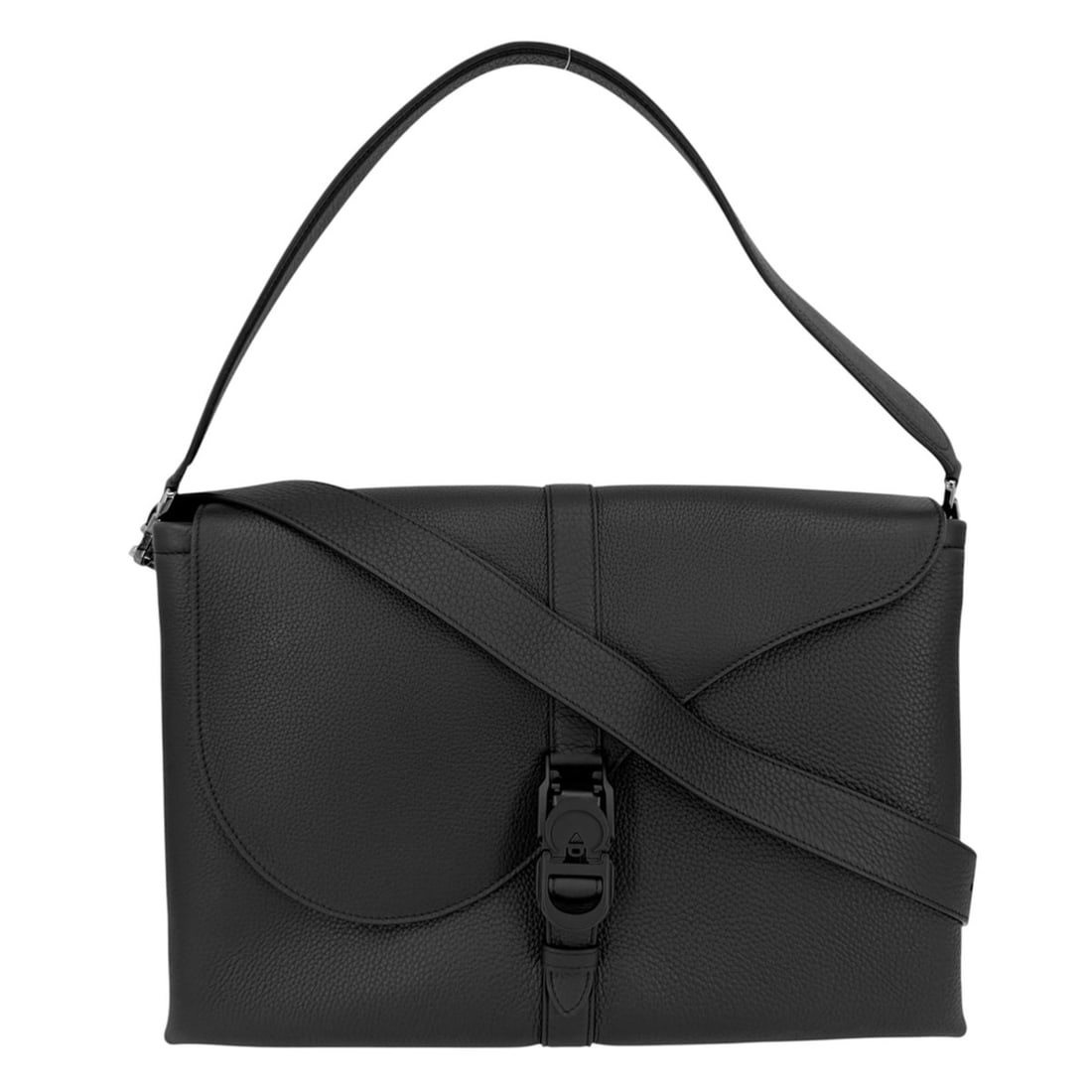 Christian Dior Men's Pillow Saddle Flap Shoulder Bag, Black Leather, Silver Hardware: --- Catalog ---Category: SizeSize (HxWxD): 29cm x 40cm x 6cm / 11.41'' x 15.74'' x 2.36''Strap Length: 128cm / 50.39''Handle Length: 65cm / 25.59''Category: DesignType: Shoulder bagColor: BlackGender: