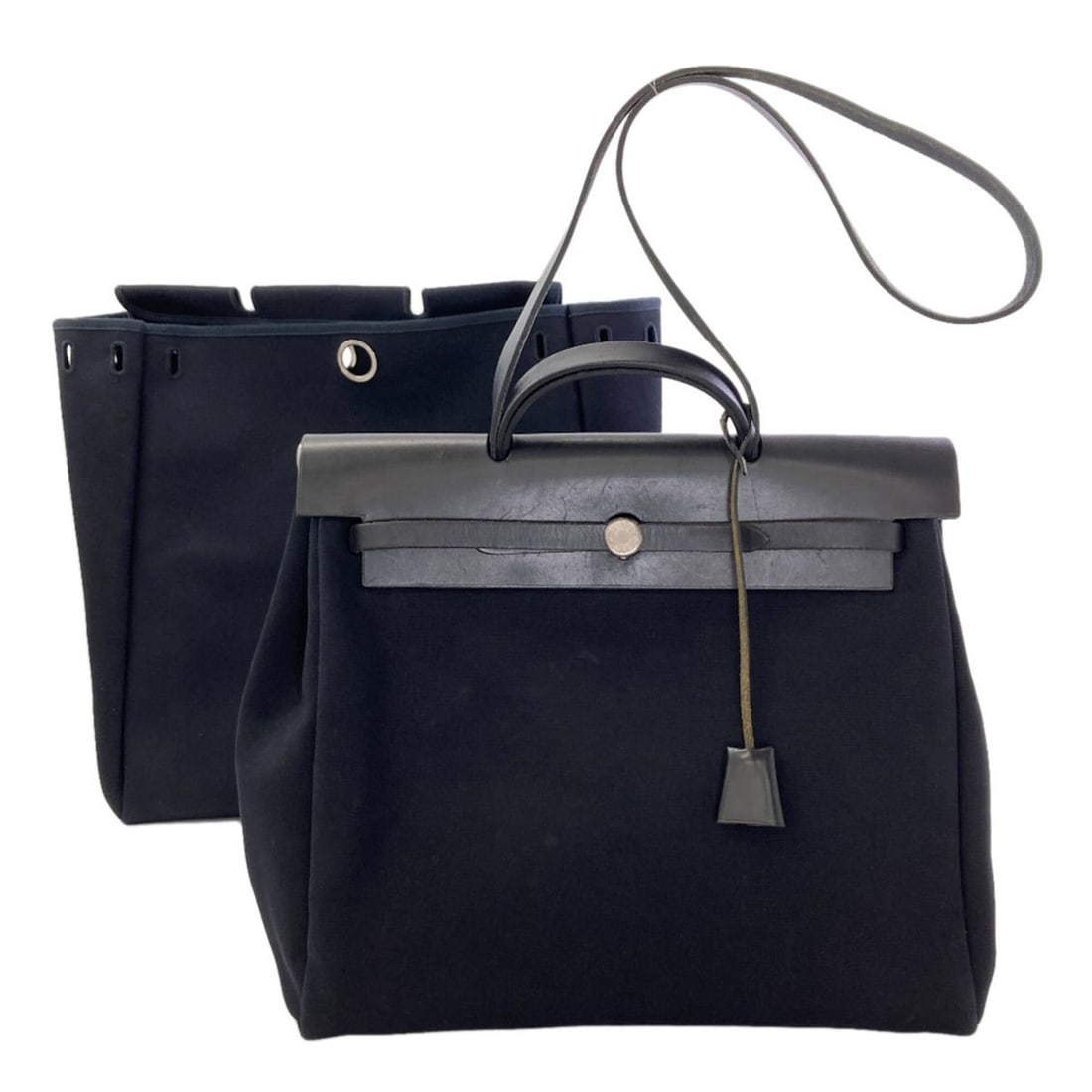 Hermes Herbag MM Silver Hardware Handbag Toile Officier Women's HERMES